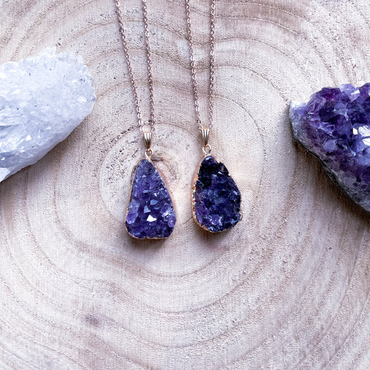 Amethyst Kette mit Rohkristall